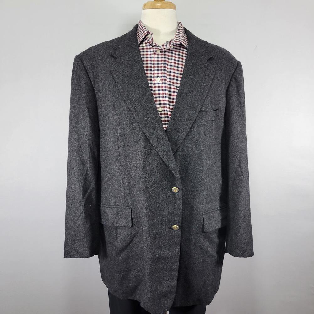 Vitale Barberis Cononico Men's Sport Coat Blazer Two Button Charcaol Flannel 54R